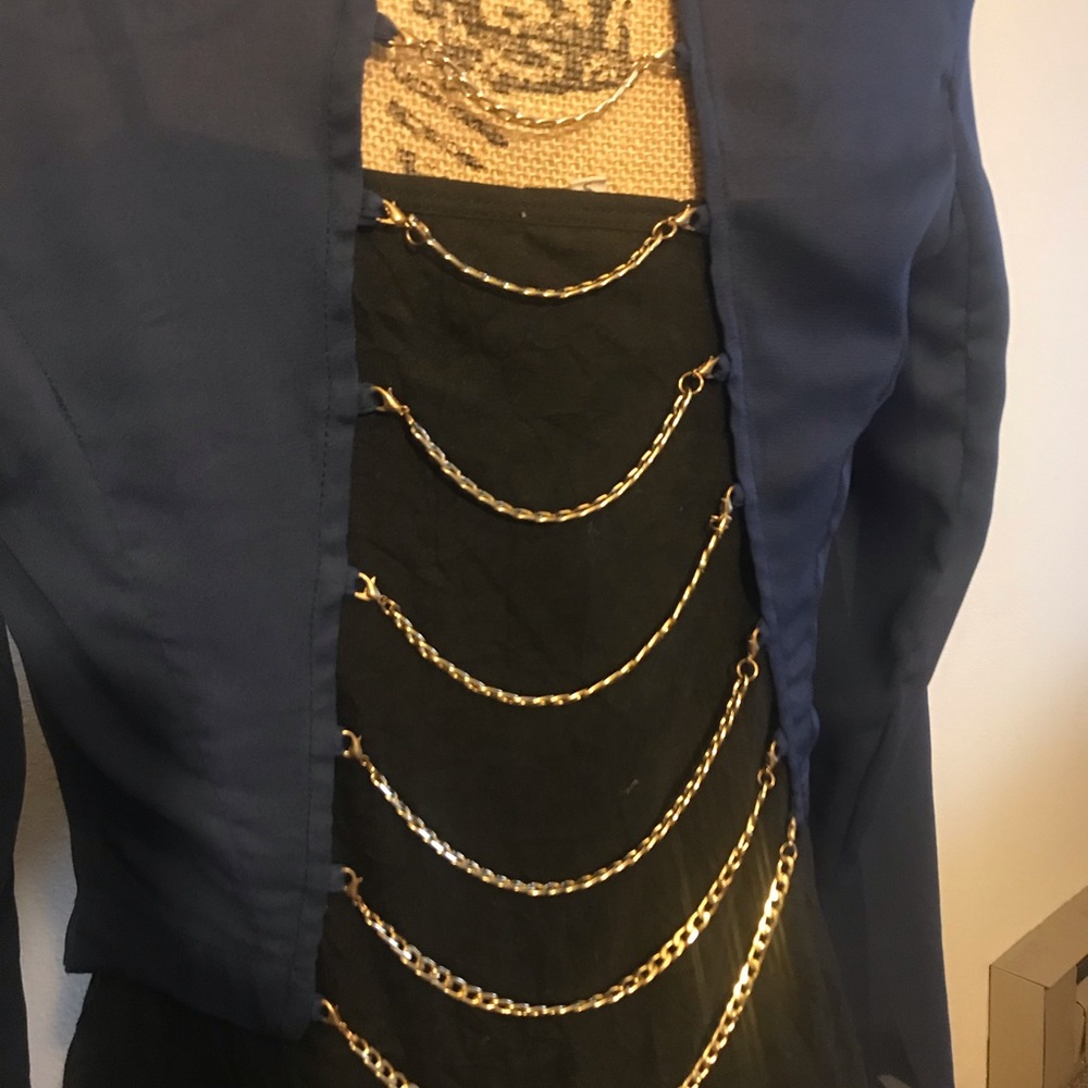 Navy Gold Sequins Blazer